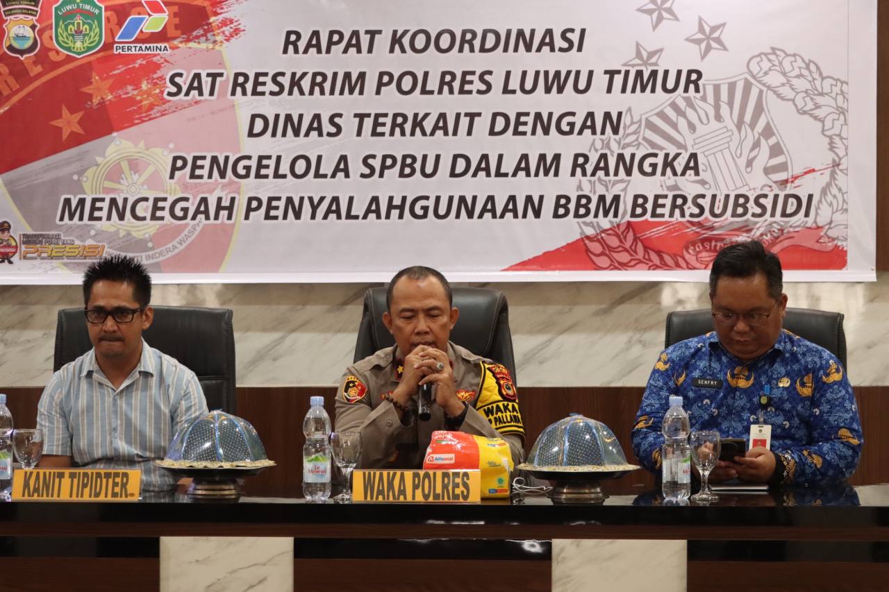 Rapat Koordinasi Polres Luwu Timur, Dinas Terkait, dan Pengelola SPBU Bahas Pencegahan Penyalahgunaan BBM Bersubsidi